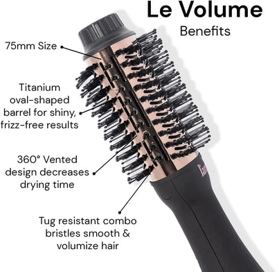 Le Volume 2-In-1 Titanium Blow Dryer Brush Blush Hot Air Brush with Oval Barrel