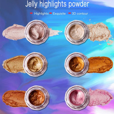 Face Highlighter Jelly Gel Mermaid Eyeshadow Glow Body Glitter Festival Makeup Iluminador Gold Liquid Highlighter Pink Bronzer