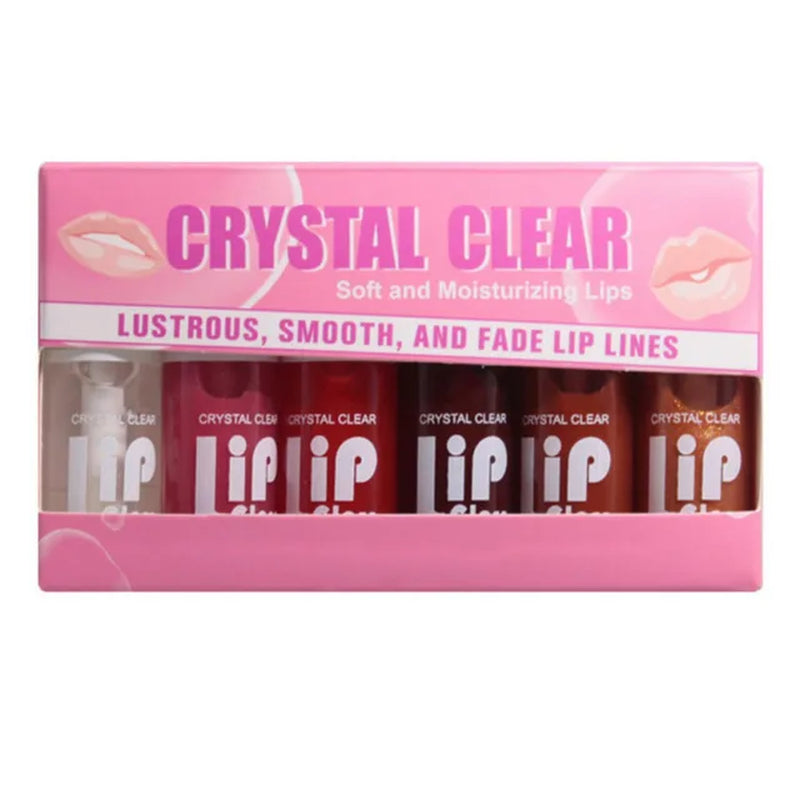 6Pcs/Set Moisturizing Lip Gloss Lip Plumper Makeup Glitter Liquid Lipstick Transparent Lip Glaze Hydrating Lip Oil Cosmetic