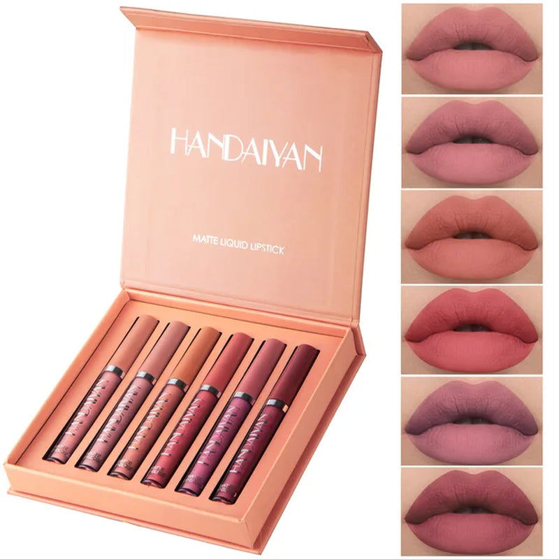 HANDAIYAN 6 Color Matte Liquid Lipstick Sets Lip Gloss for Lips Long Lasting Waterproof Cosmetics Sexy Makeup