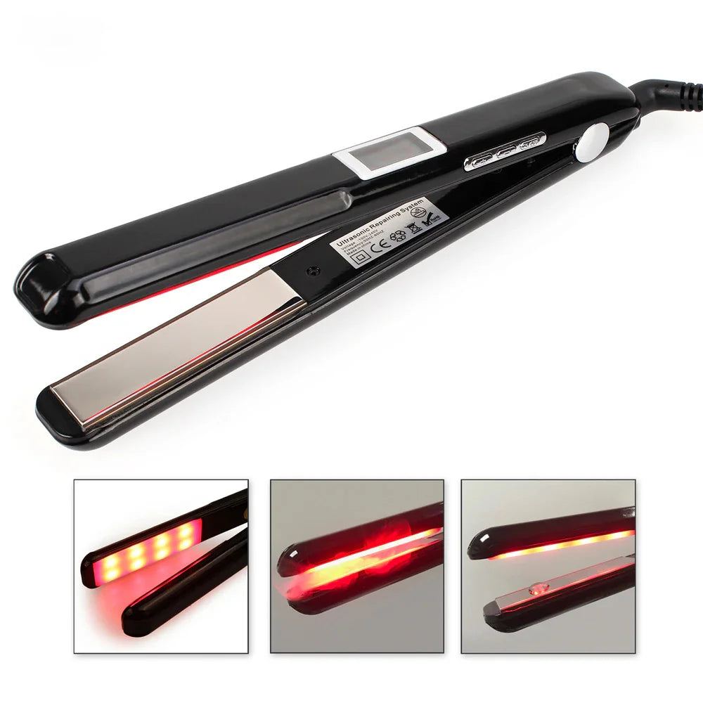 Hair Straightener Ultrasonic Infrared Cold Hair Care Iron Keratin Treatment for Frizzy Hair Recovers the Damaged Hair Flat Irons