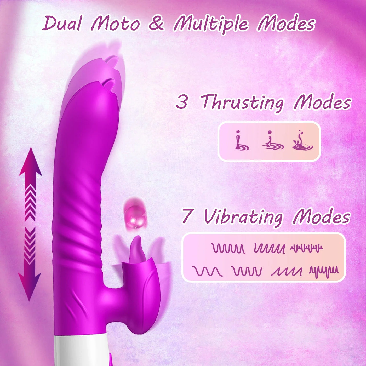 Thrusting Rabbit Vibrator for Women, Female Sex Toys with 10 Vibration & 3 Telescopic Modes & Heating Function,5 in 1 Waterproof Adult Toy Stimulator for Couples