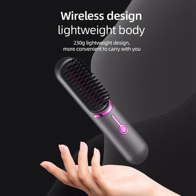 Wireless Hair Straightener Brush Fast Heated Straightener Brush Third Gear Adjustable Hair Curler Portable Heating Comb