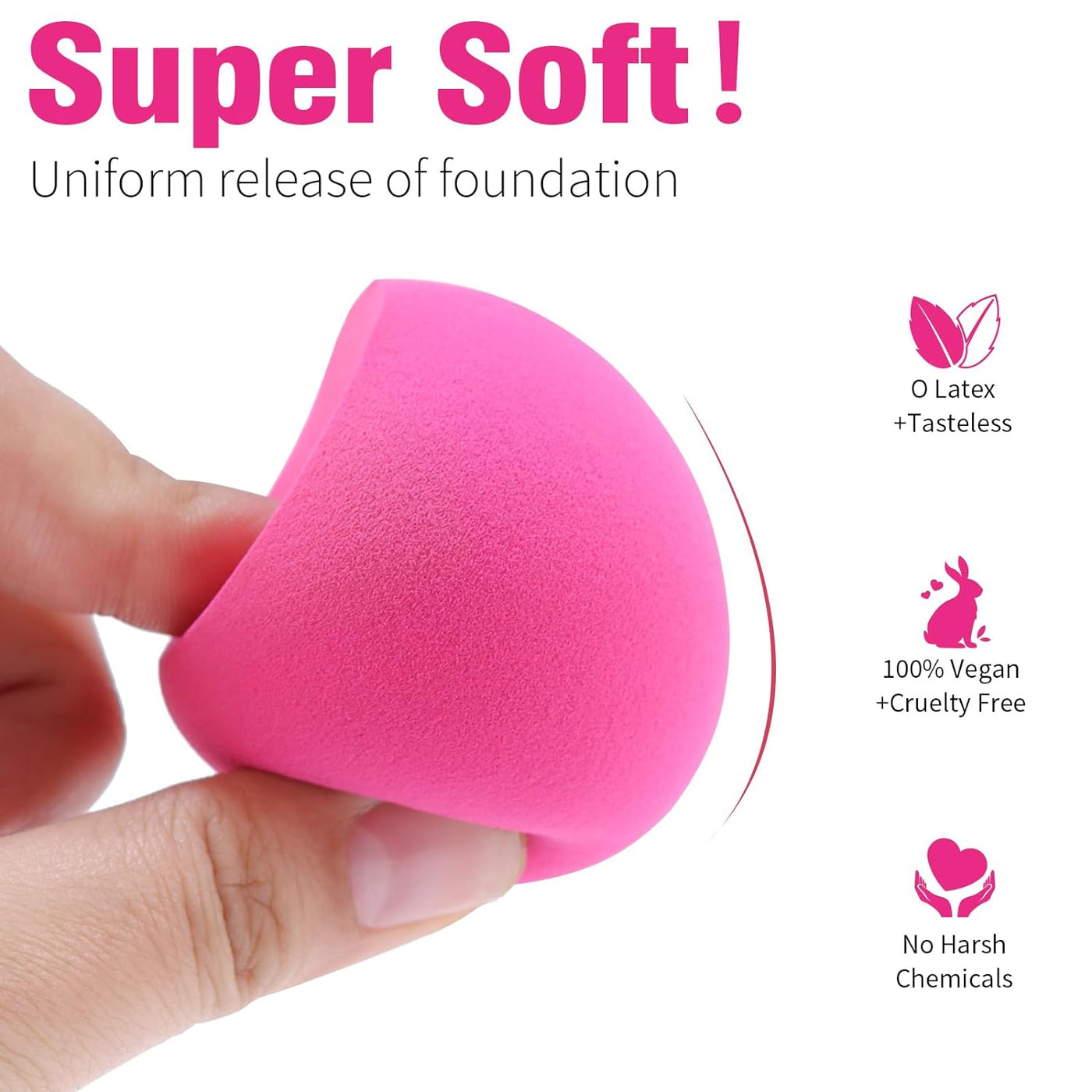 3Pcs Soft Makeup Sponges Set for Liquid Foundation, Cream, and Powder | Latex Free Blender Beauty Sponge | Durable Foundation Puff | Dry & Wet Use Make up Sponges for Face, Beauty Gift Set