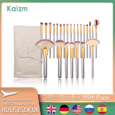 24Pcs Makeup Brushes Sets Beauty Tools Cosmetics Blending Eyeshadow Lip Powder Foundation Make-Up Brush Tool Kit with Bags