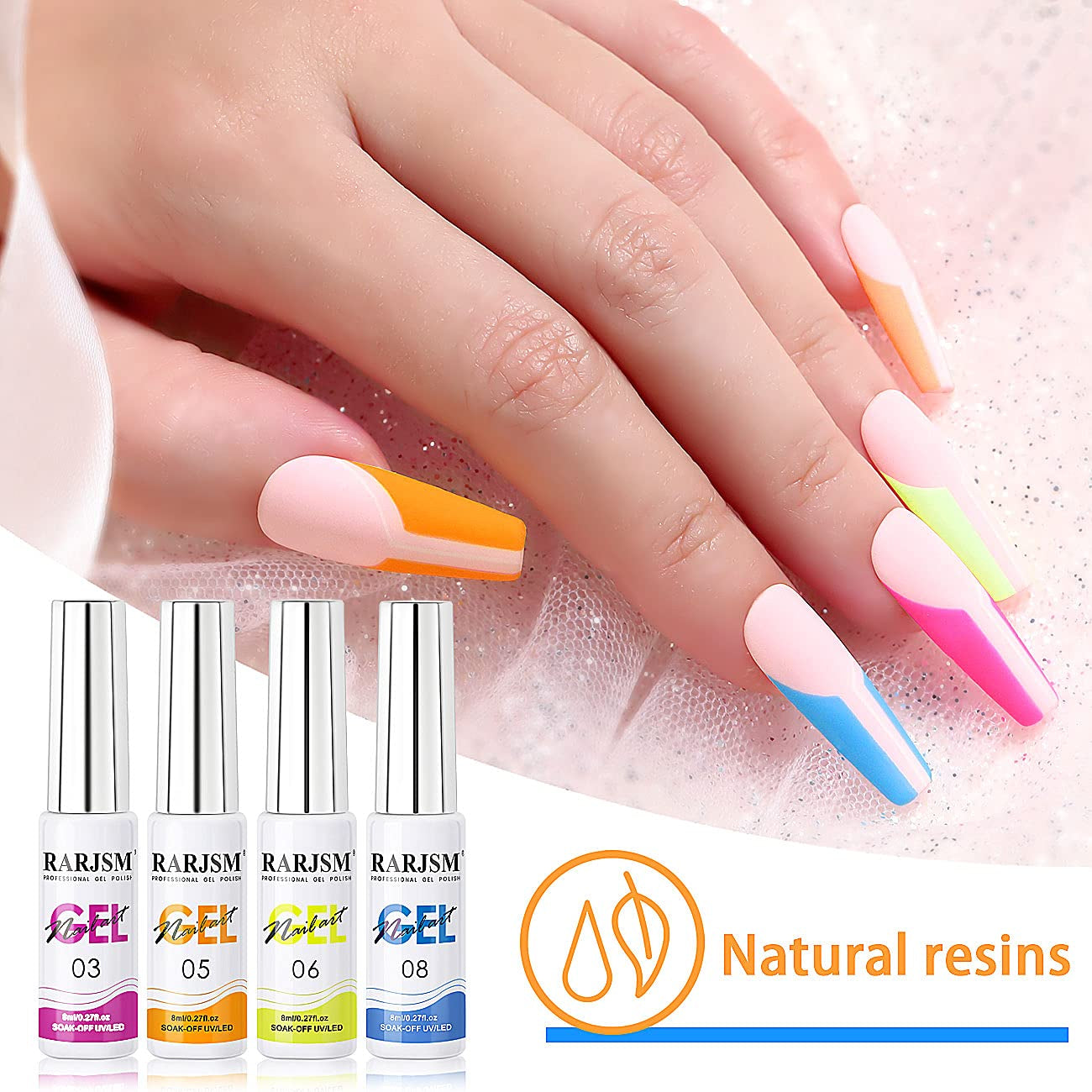 Painted Nail Polish Set, 12 Colors Neon Pink Yellow Green Glitter Silver Gold Nail Art Painting Manicure Tools DIY Drawing Nail Gel for Line UV LED Required