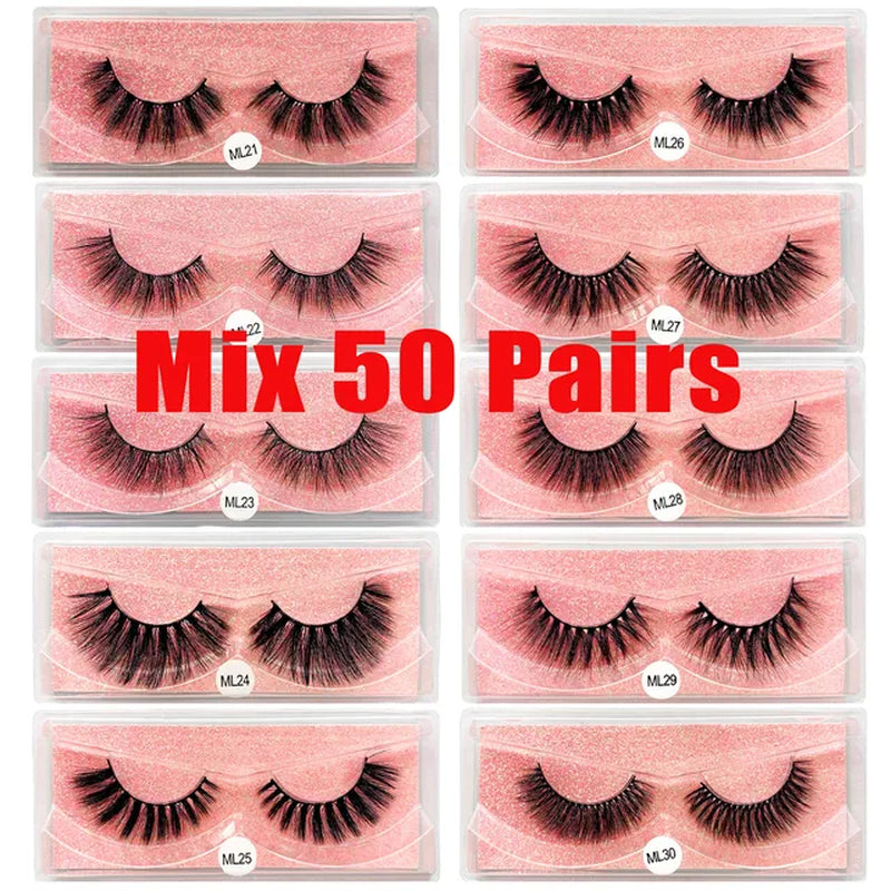 Mink Eyelashes Wholesale Natural Fluffy Lashes Bulk Volume Dramatic Fake Eyelashes Package Lash Extension Wholesale Lashes Packs