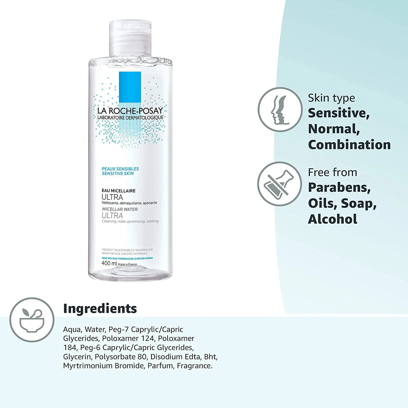 La Roche Posay Micellaire Ultra Make up Cleansing Water for Sensitive Skin 13.5 Fl Oz