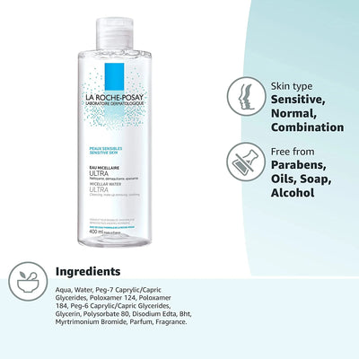 La Roche Posay Micellaire Ultra Make up Cleansing Water for Sensitive Skin 13.5 Fl Oz