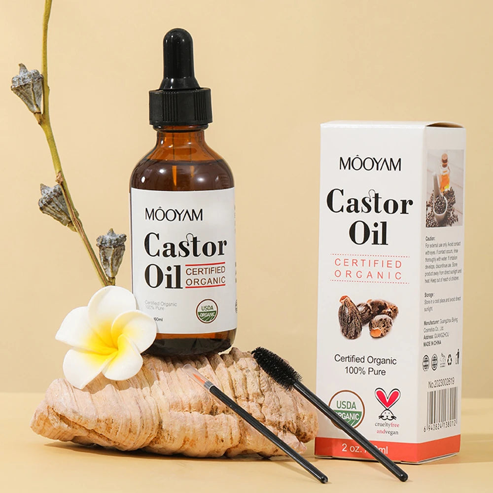 60Ml Castor Oil Hair Eyelash Brows Growth Essential Oil Moisturizer Skin Care Healthy Nourishing Conditioning Eye Skincare