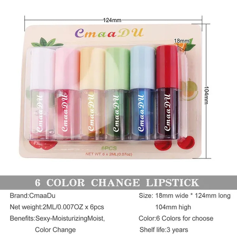 Health & Beauty Cmaadu 6Pcs/Set Fruit Taste Lip Glaze Temperature Color Change Lip Gloss Oil Lasting Moisturizing Lipstick Base Soften Lipstool