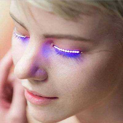 LED Glowing False Eyelashes Strips Salon Pub Club Bar Party Players Eyelidtape Electronic Eyelid Fake Eyelashes Halloween