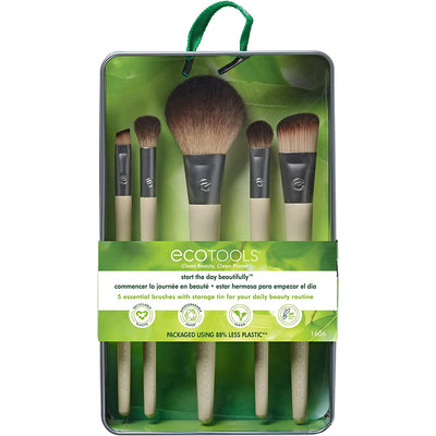 Start the Day Beautifully 6 Piece Makeup Brush Set, Makeup Brushes for Eyeshadow, Blush, Concealer, & Foundation Application, Eco-Friendly, Gift Set, Synthetic Hair, Vegan & Cruelty-Free