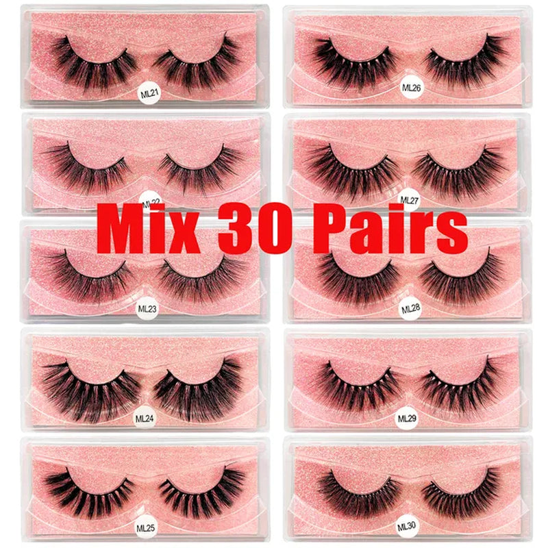 Mink Eyelashes Wholesale Natural Fluffy Lashes Bulk Volume Dramatic Fake Eyelashes Package Lash Extension Wholesale Lashes Packs