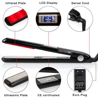 Hair Straightener Ultrasonic Infrared Cold Hair Care Iron Keratin Treatment for Frizzy Hair Recovers the Damaged Hair Flat Irons