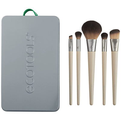 Start the Day Beautifully 6 Piece Makeup Brush Set, Makeup Brushes for Eyeshadow, Blush, Concealer, & Foundation Application, Eco-Friendly, Gift Set, Synthetic Hair, Vegan & Cruelty-Free