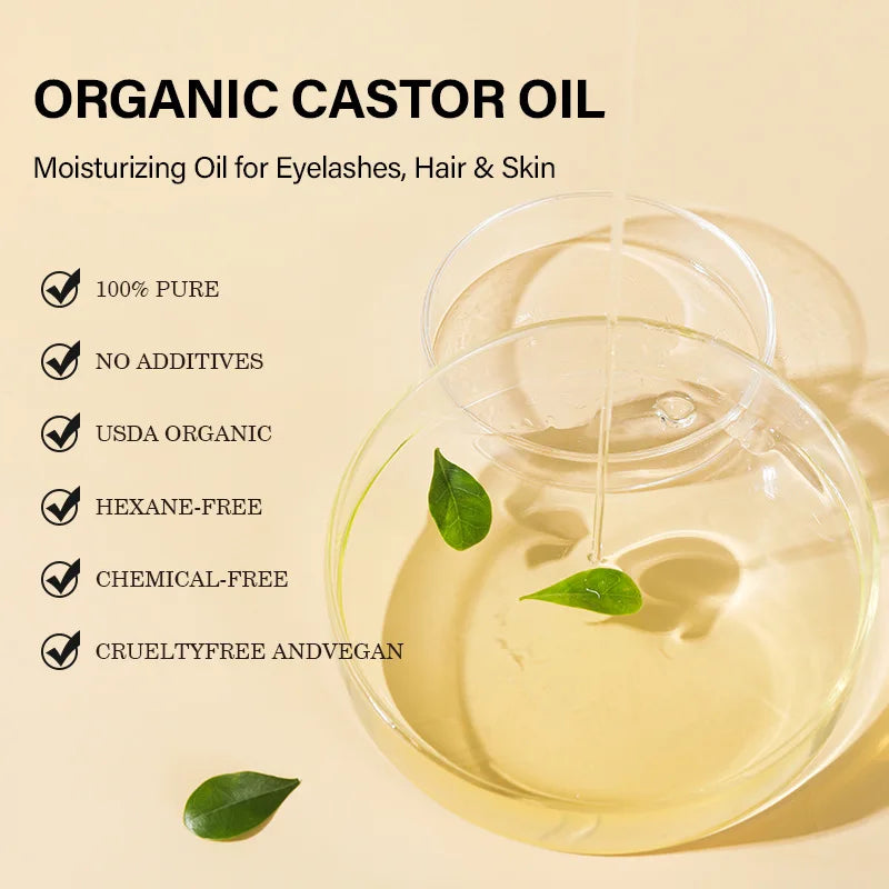 60Ml Castor Oil Hair Eyelash Brows Growth Essential Oil Moisturizer Skin Care Healthy Nourishing Conditioning Eye Skincare