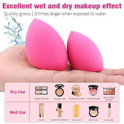 3Pcs Soft Makeup Sponges Set for Liquid Foundation, Cream, and Powder | Latex Free Blender Beauty Sponge | Durable Foundation Puff | Dry & Wet Use Make up Sponges for Face, Beauty Gift Set